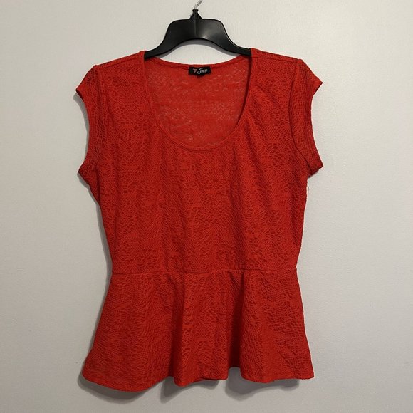 Red Lace Guess Blouse - Picture 1 of 2